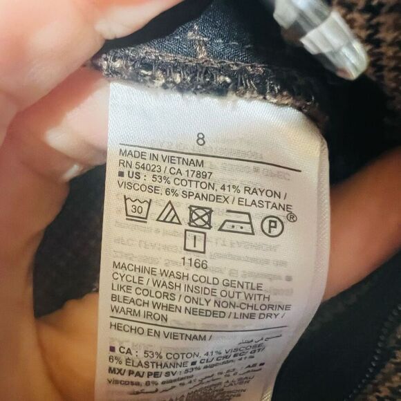 Old Navy High Rise Pixie Skinny Pants Gold Brown Houndstooth Sz 8 - Picture 10 of 10